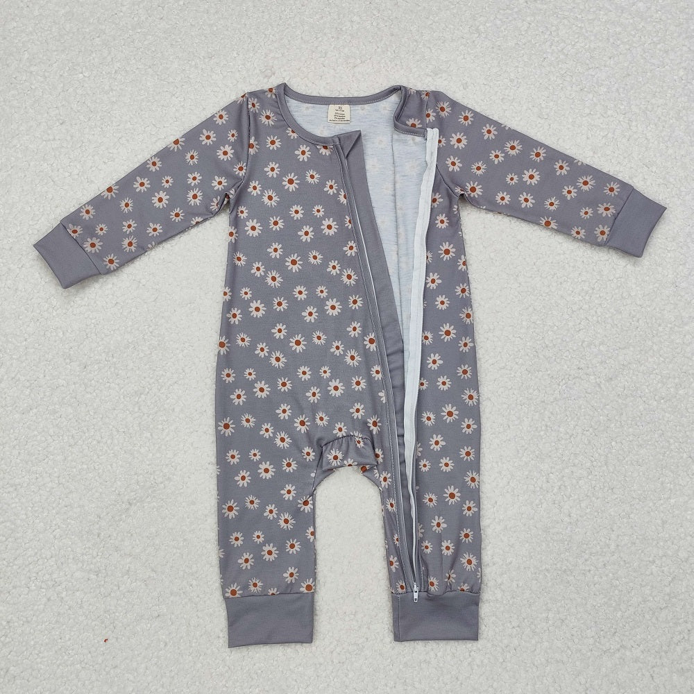 LR1603 Bamboo Daisy Zip-Up Long Sleeve Bodysuit