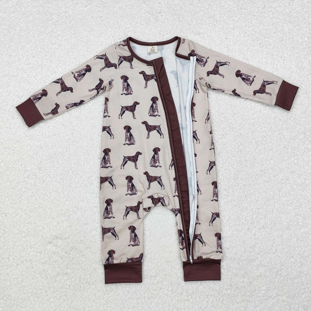 LR1759 Puppy Brown Zip-Up Long Sleeve Bodysuit