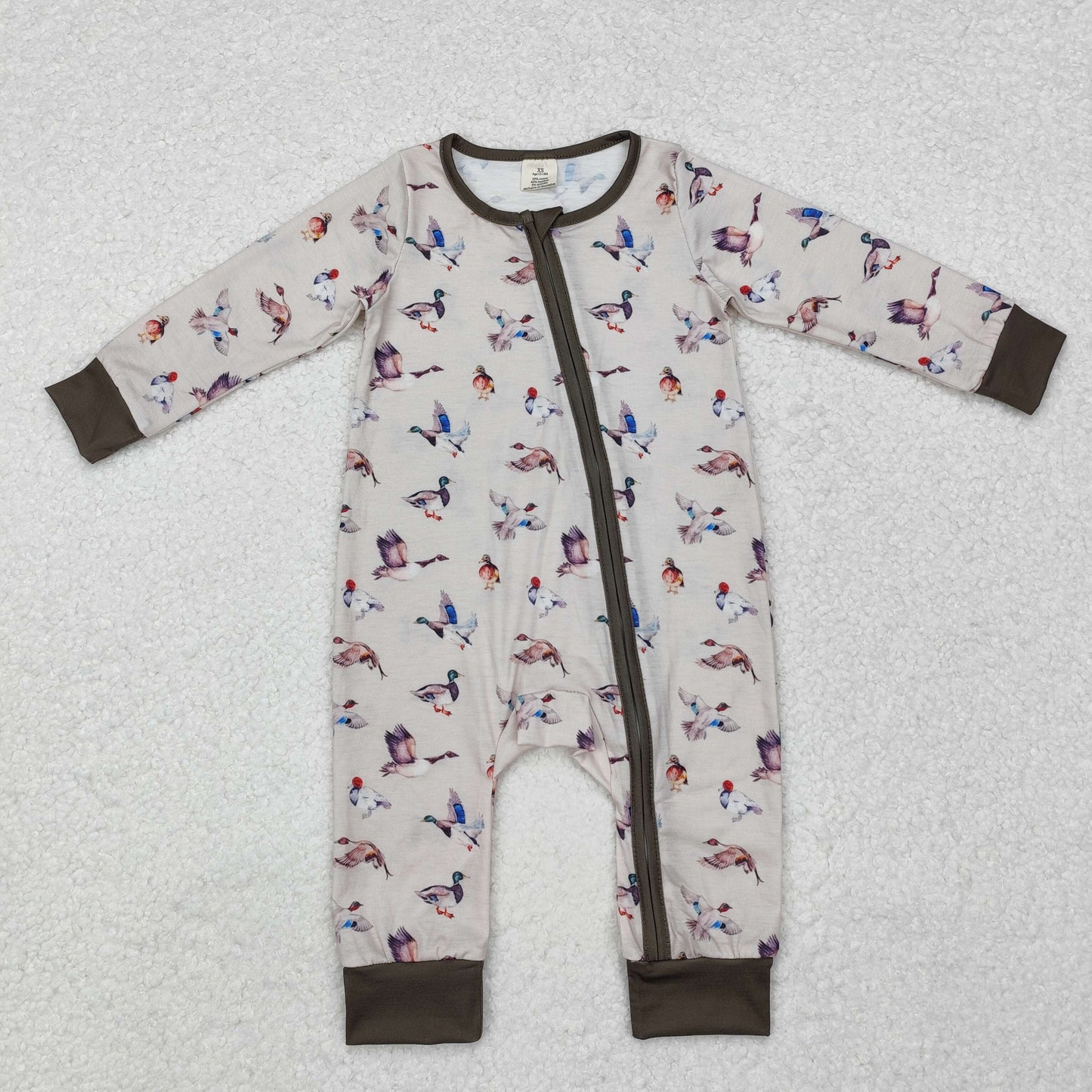 LR1880 Bamboo Duck Army Green Zipper Long Sleeve Bodysuit D 6.2