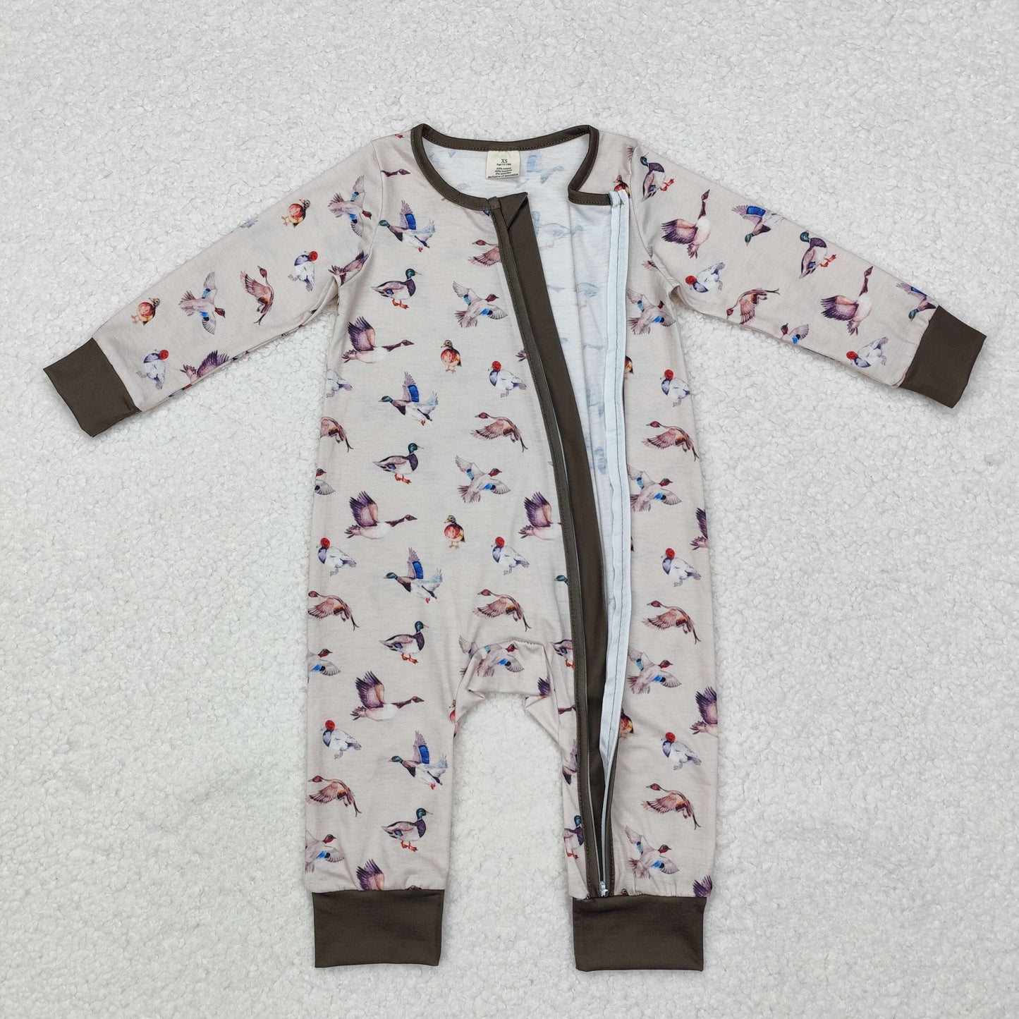 LR1880 Bamboo Duck Army Green Zipper Long Sleeve Bodysuit D 6.2