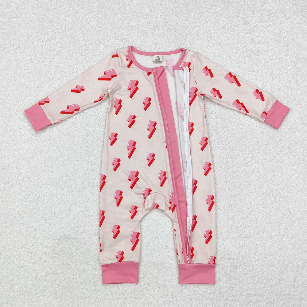 LR1983 Bamboo Pink Lightning Zip Long Sleeve Bodysuit
