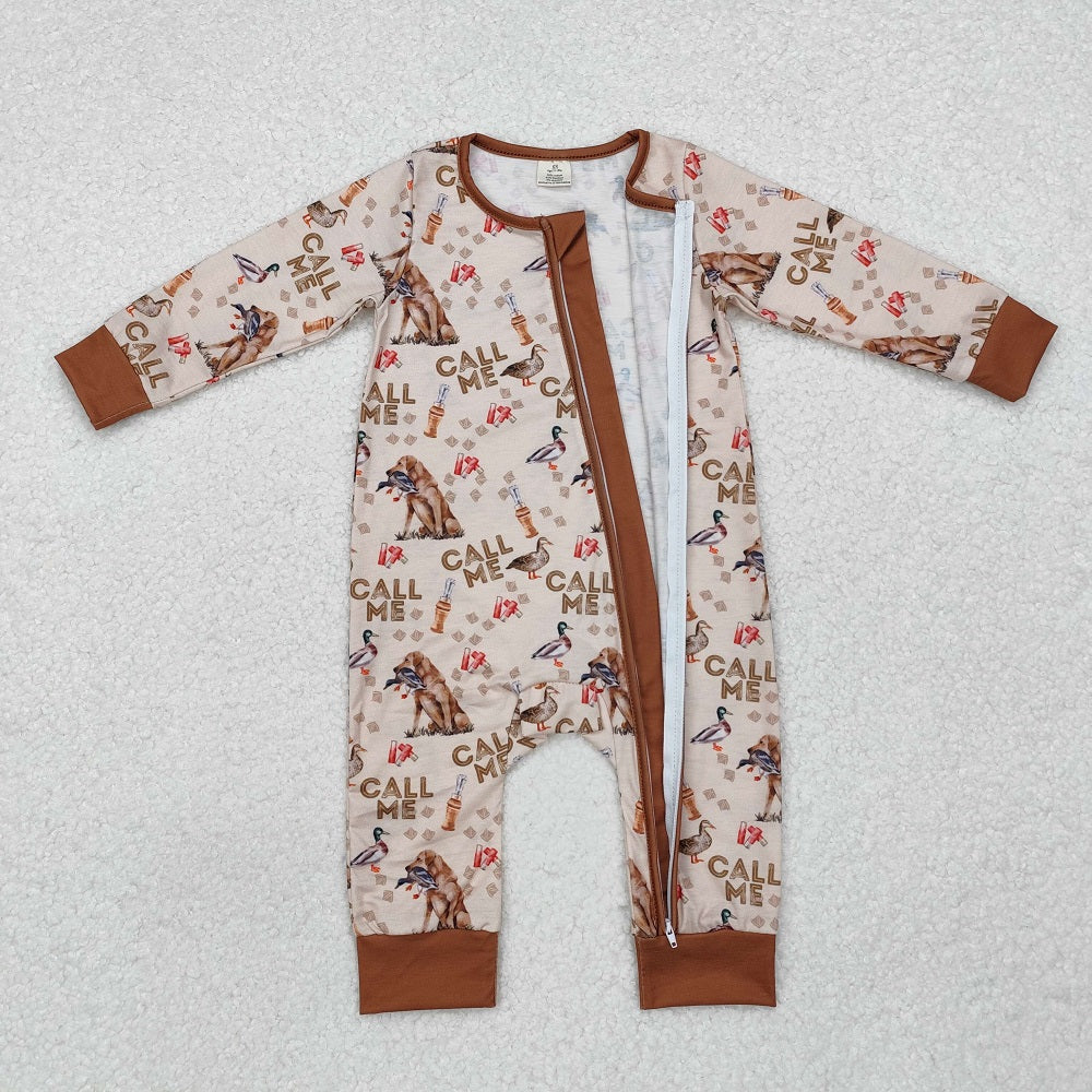 LR1991 Bamboo Duck Puppy Brown Zip-Up Long Sleeve Bodysuit