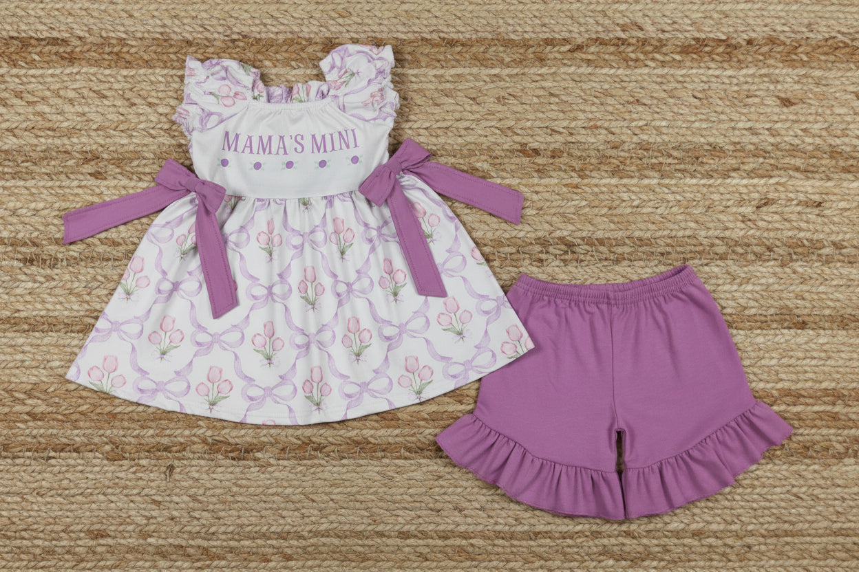 coquette floral mam's mini shorts set summer toddler girl clothing