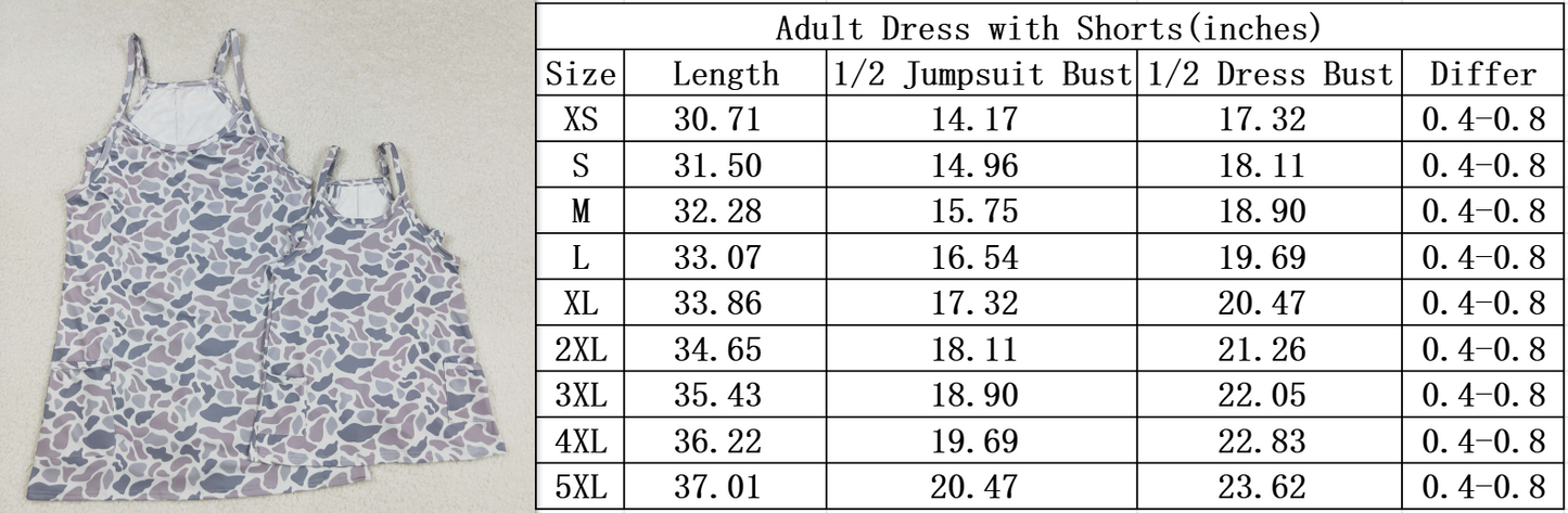GSD2735 Adult Women Strap Brown Camo Pockets Yoga Active Shorts Dresses D 814 01