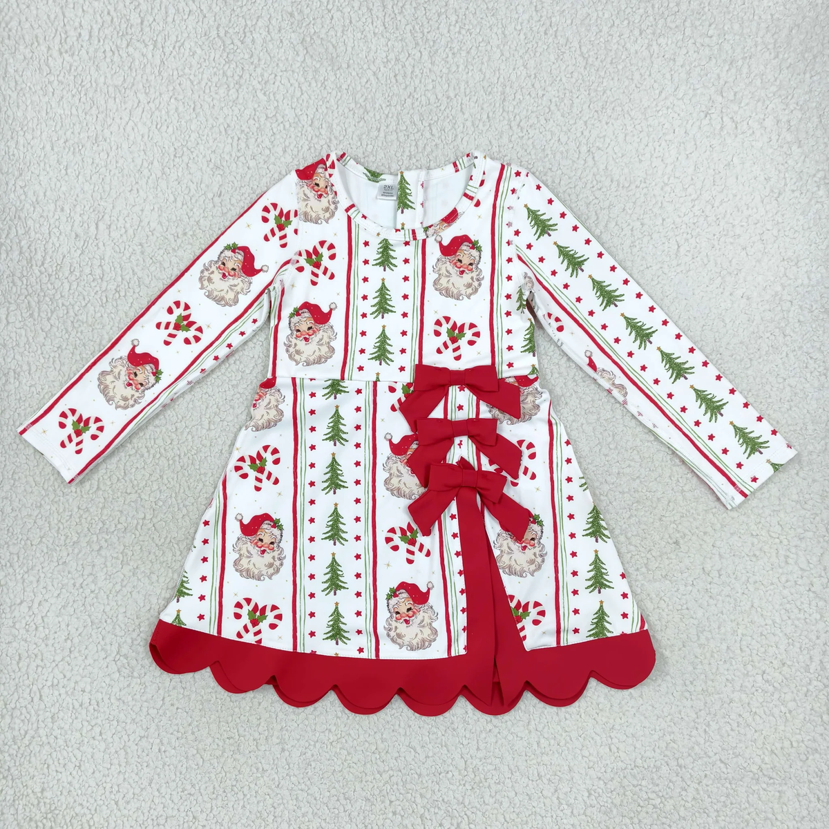 Matching Baby Girls Christmas long sleeve bow dress yoga