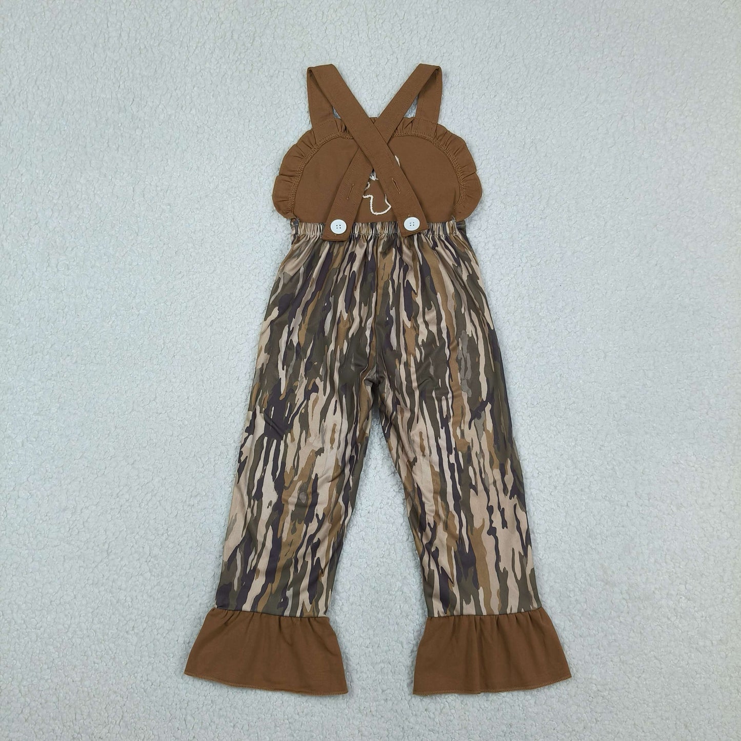 deer embroidery camo strap jumspuit