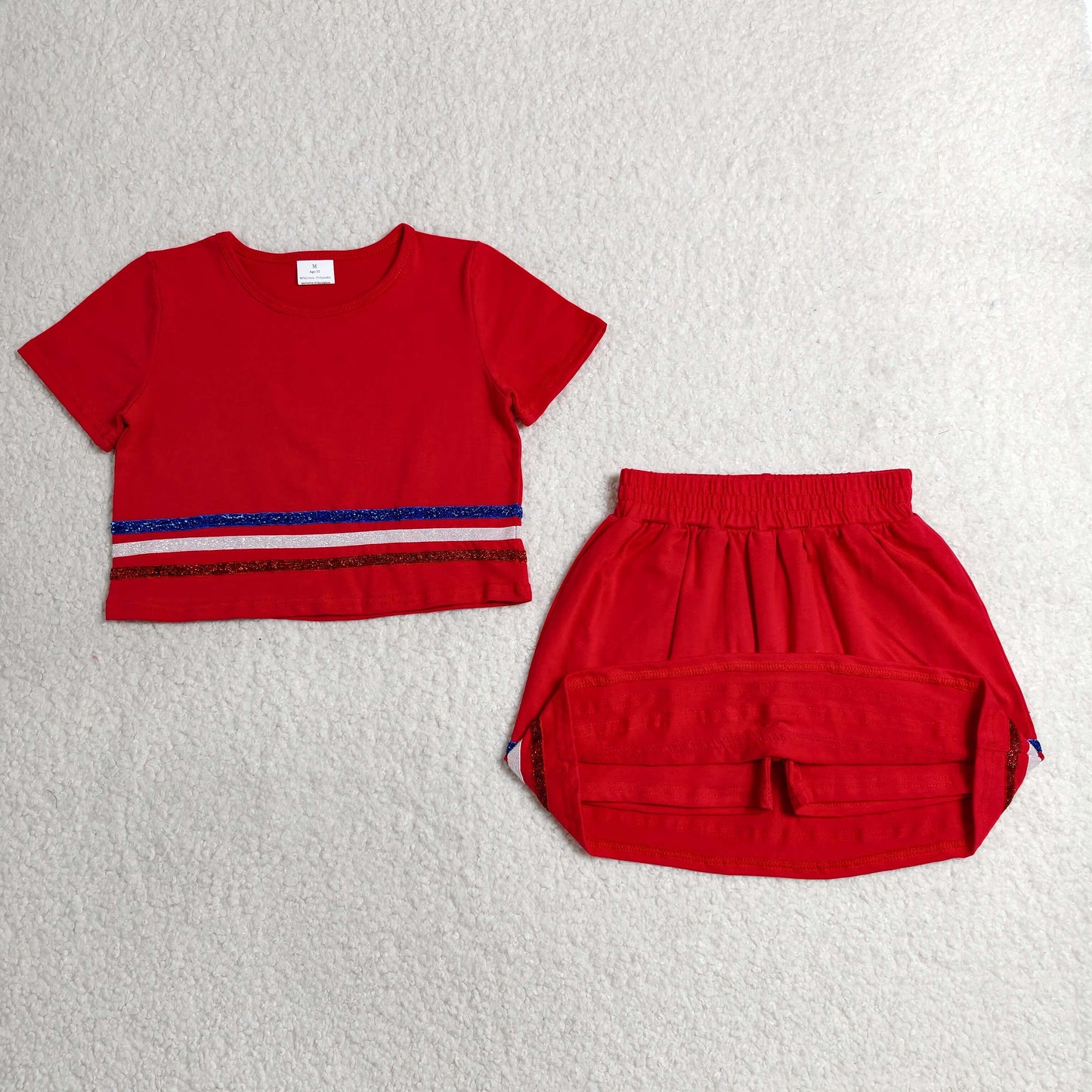 red white blue glitter striped skort set girls clothing