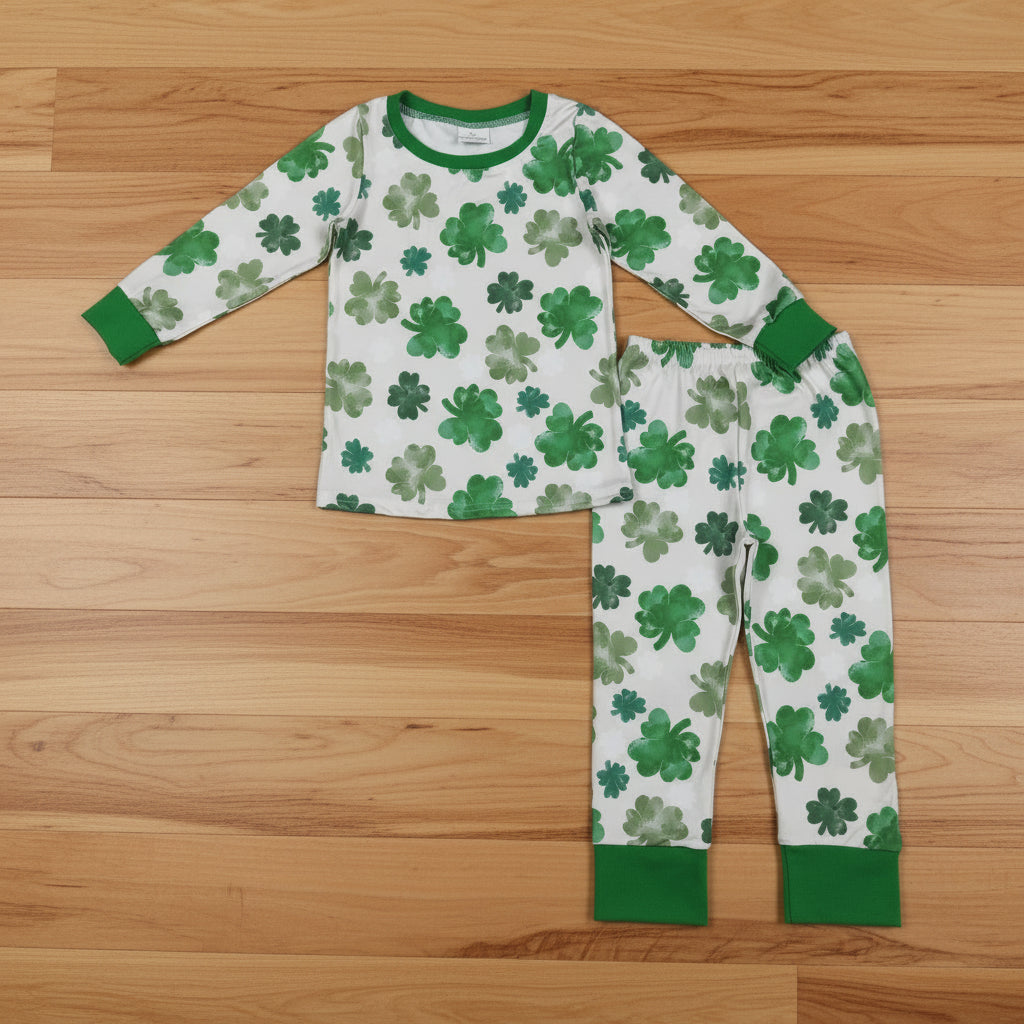 st patrick's clover leaf two pieces pajama