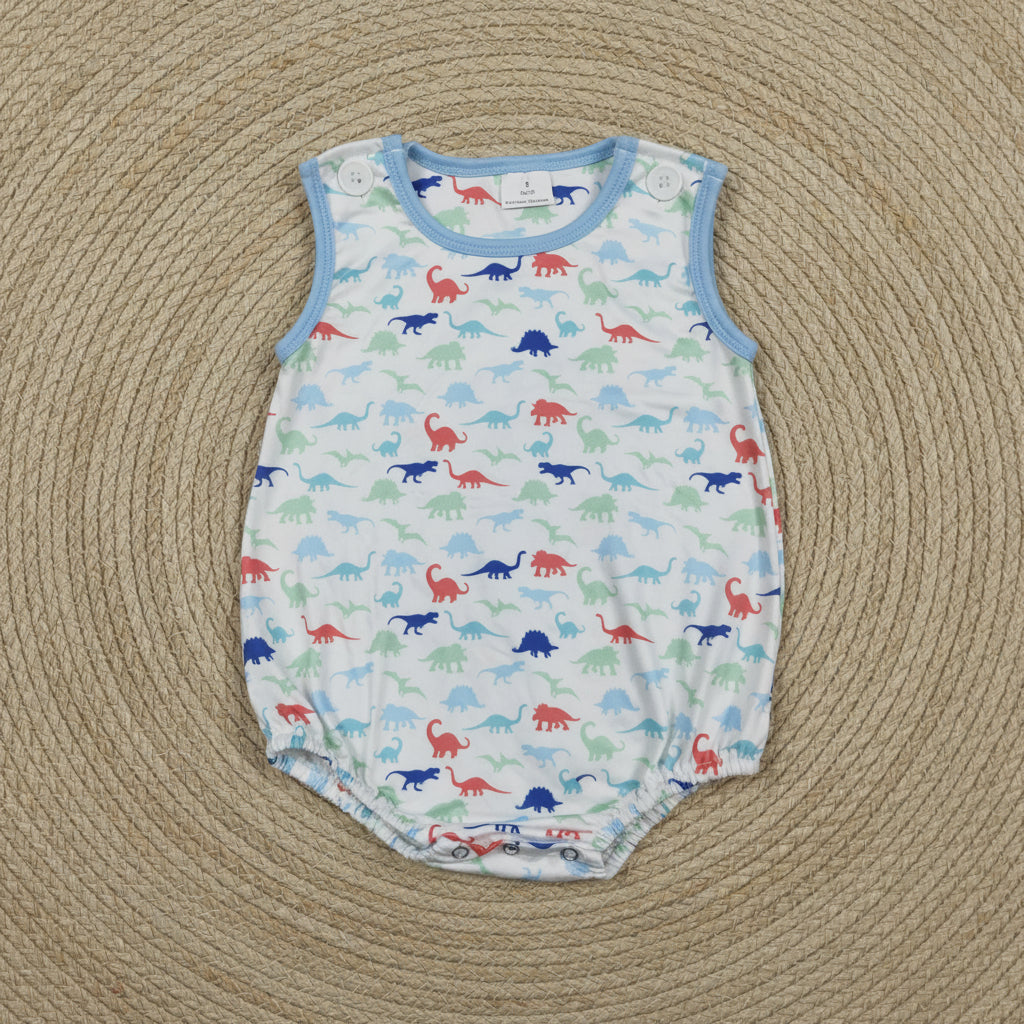 SR4096 sleeveless dinosaur bubble romper baby boy clothes