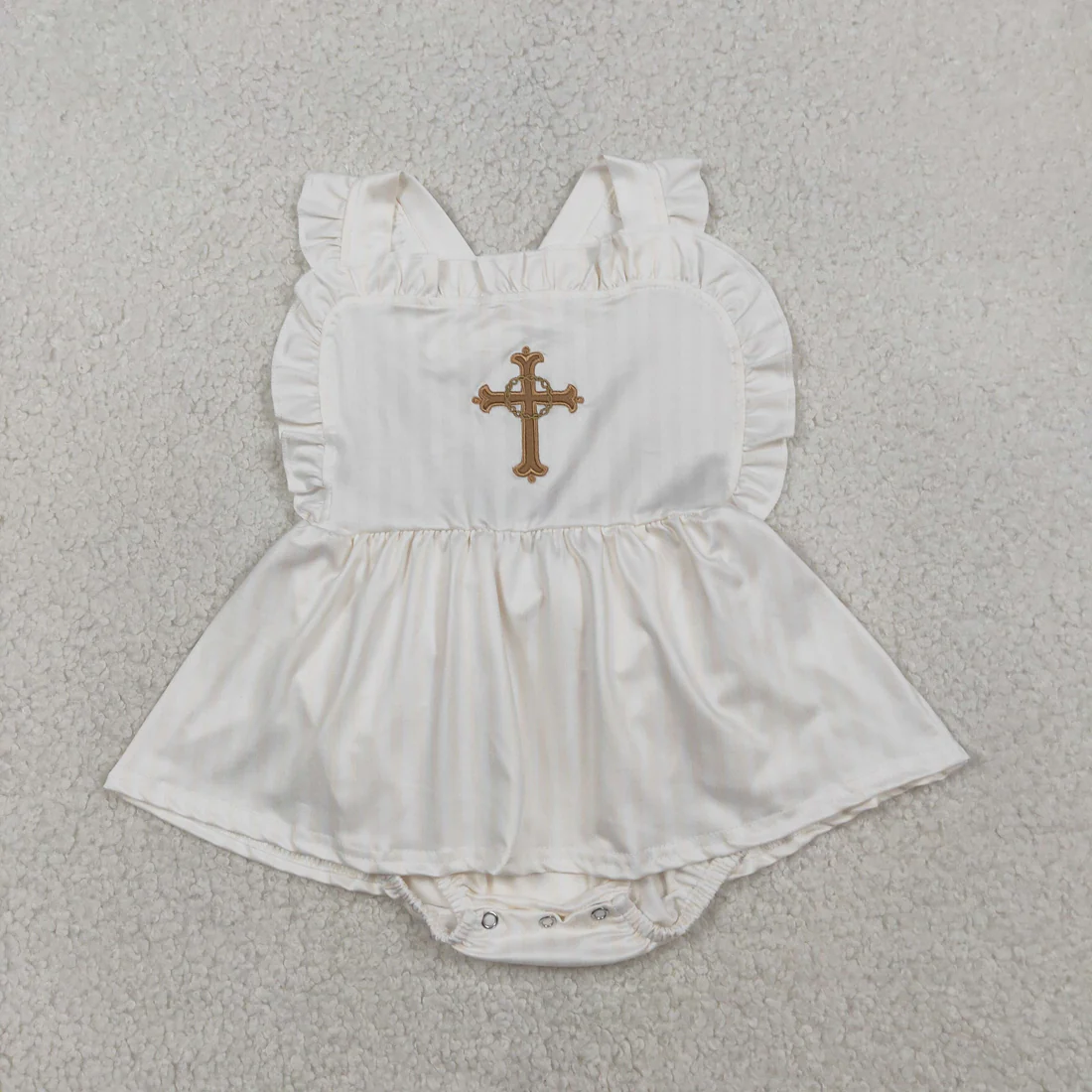 Sibling easter cross embroidery bubble and dress
