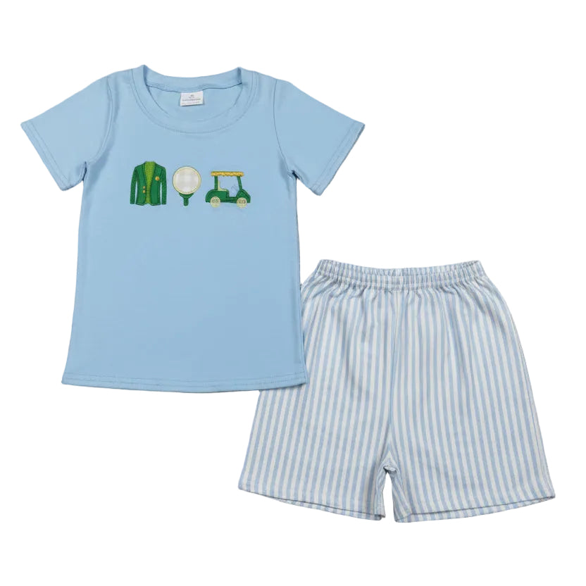 embroidery golf shorts set summer boy clothes