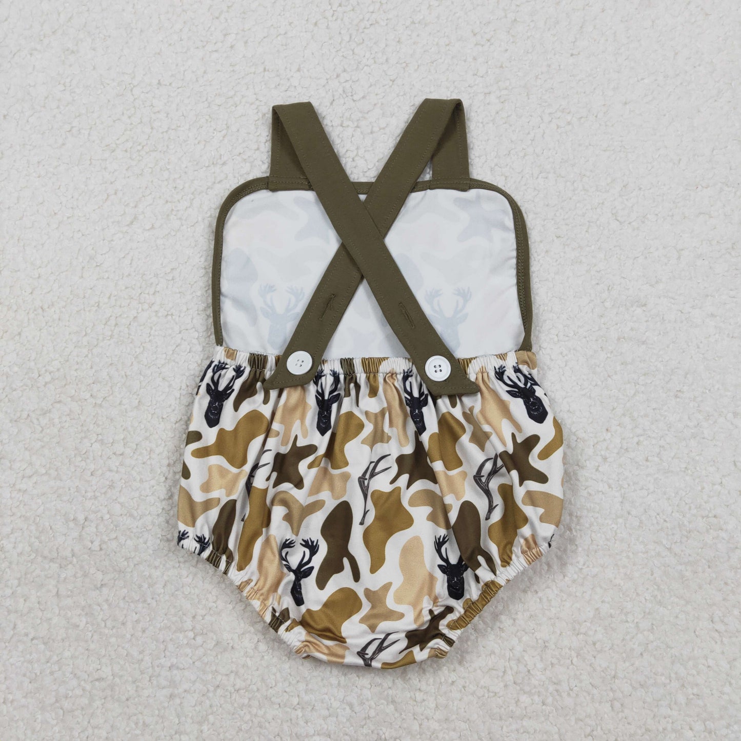 deer camo strap bubble romper