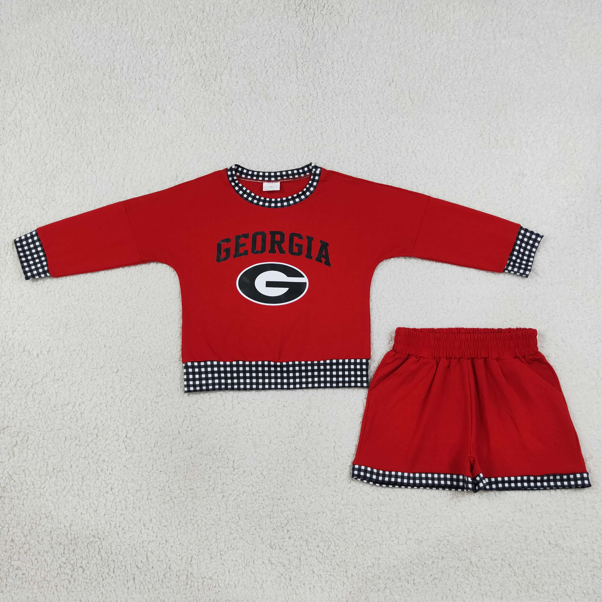 digital print purple football team Georgia long sleeve sweatershirt shorts set