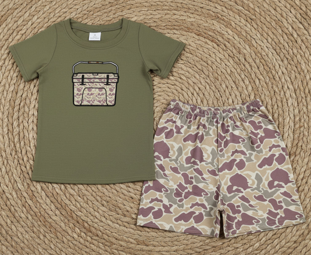 camo cooler embroidery boy shorts set
