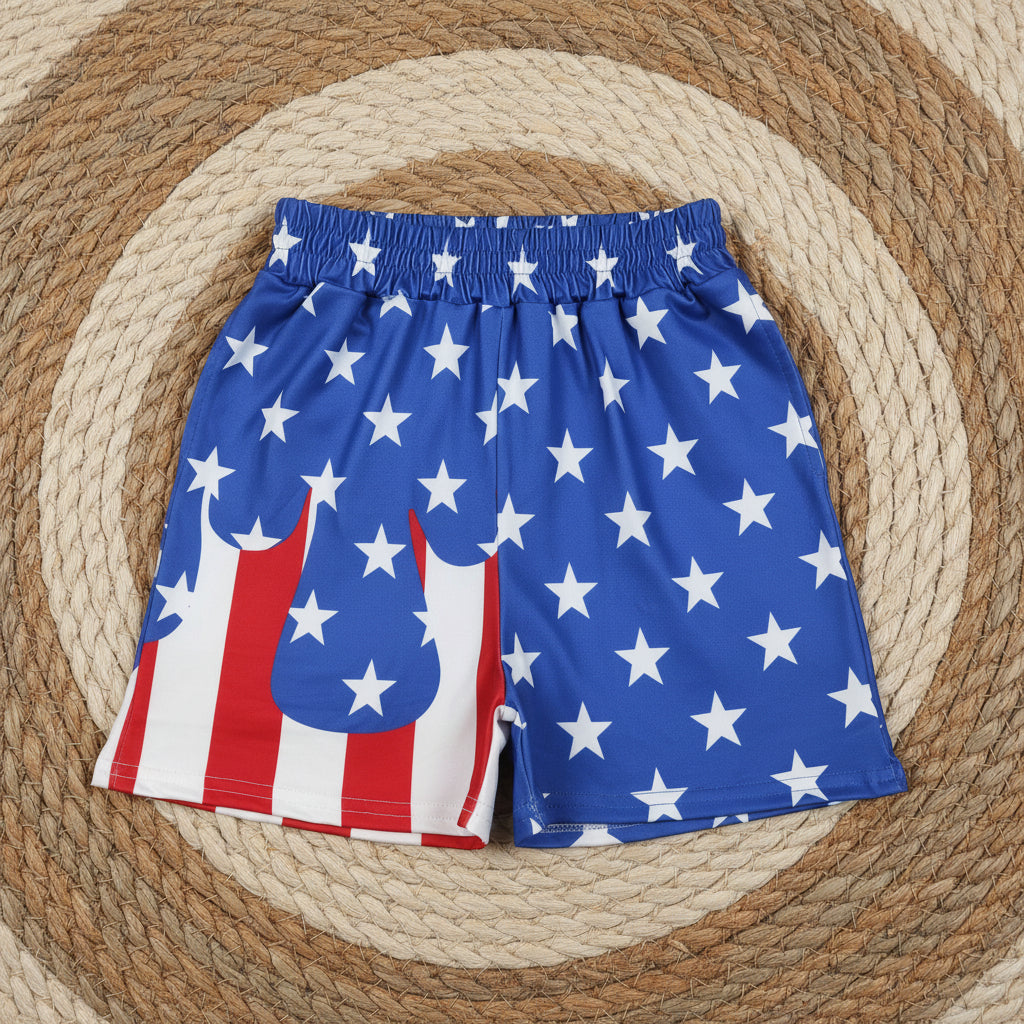 4th of july boy ice cream stars stripes drip shorts