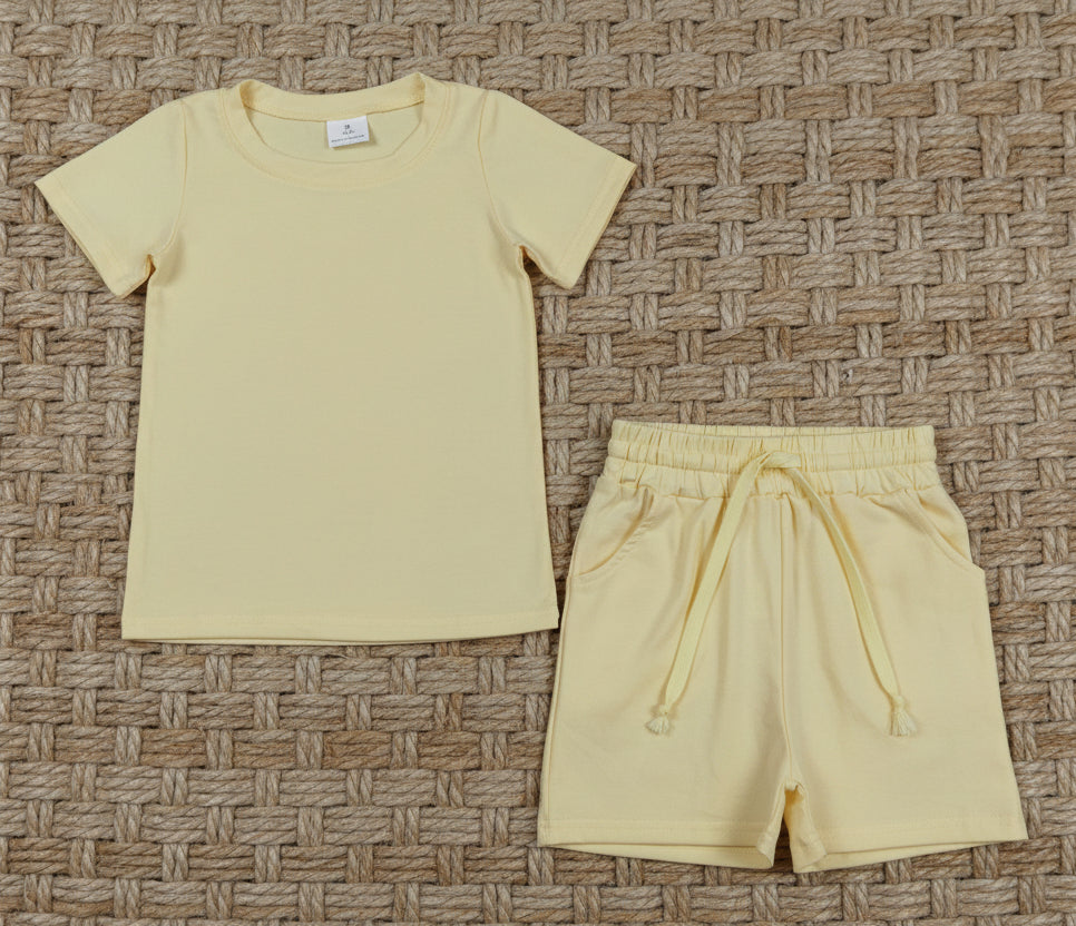 baby boy cotton yellow shorts set kids clothing