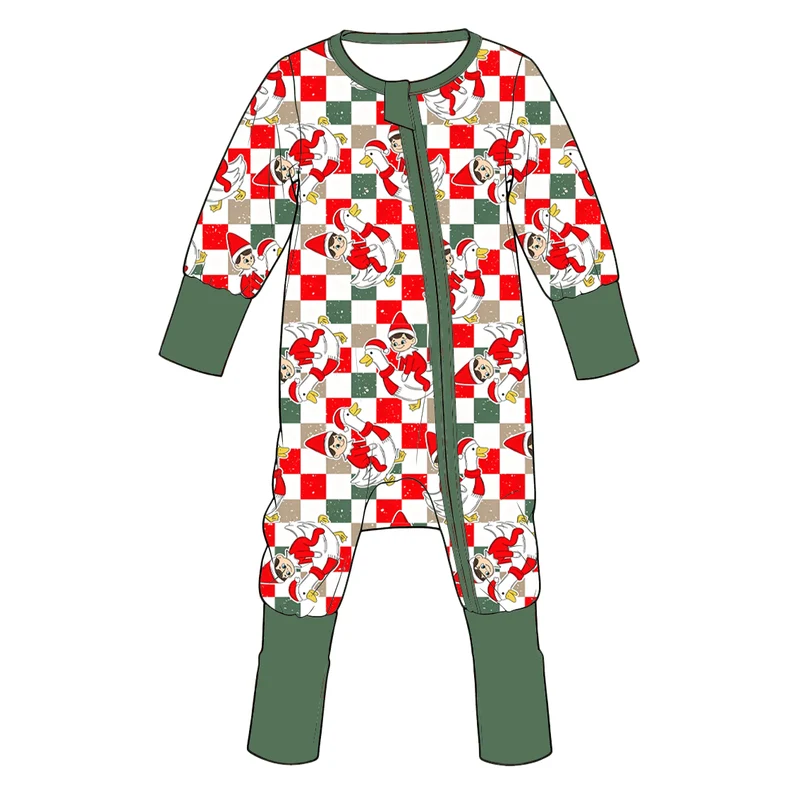 MOQ 5 one items TAT 7-8weeks 95%cotton 5%spandex christmas silly goose and elf dress with sleeper