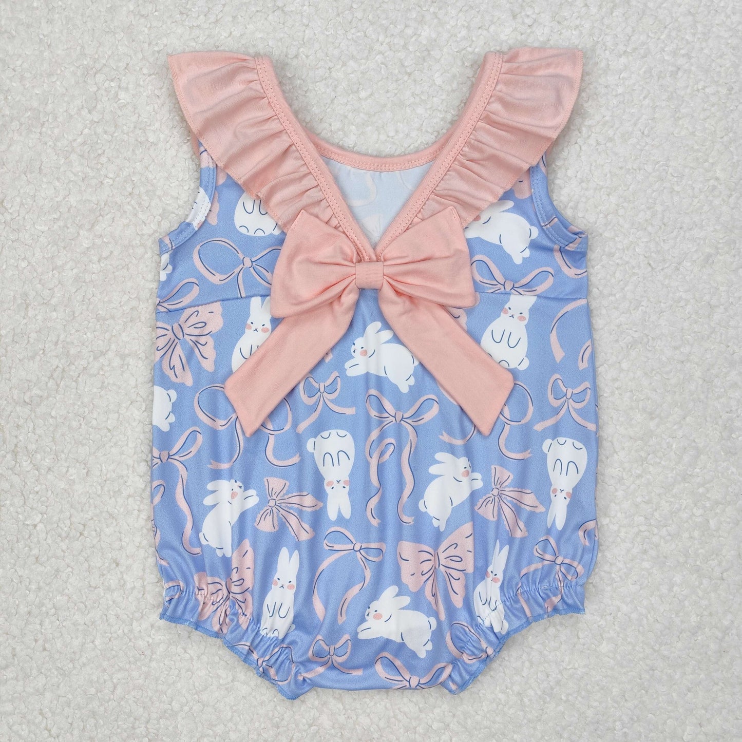 pink bow rabbit print baby girl easter bubbles
