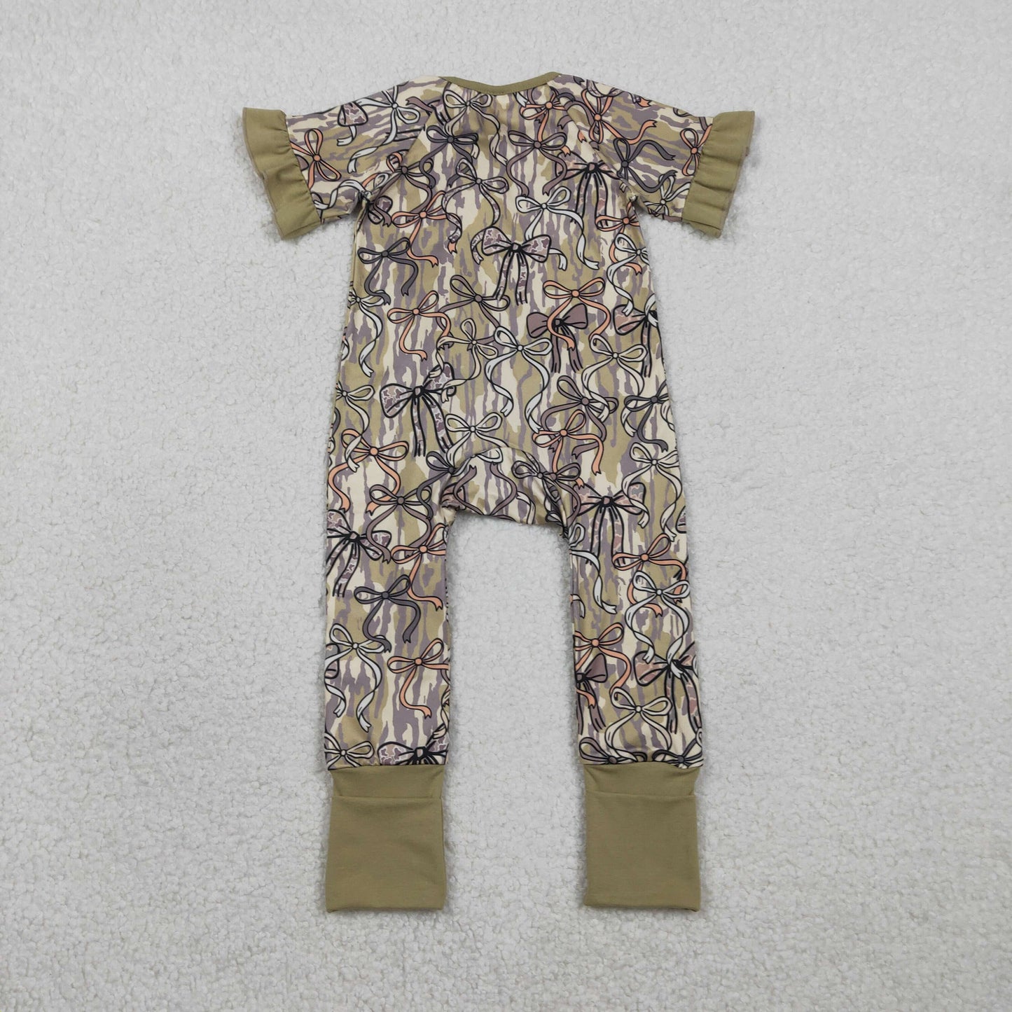 camo coquette ruffle zip sleeper