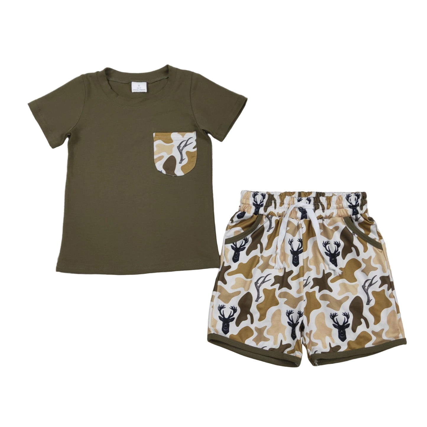 deer camo print boy shorts set