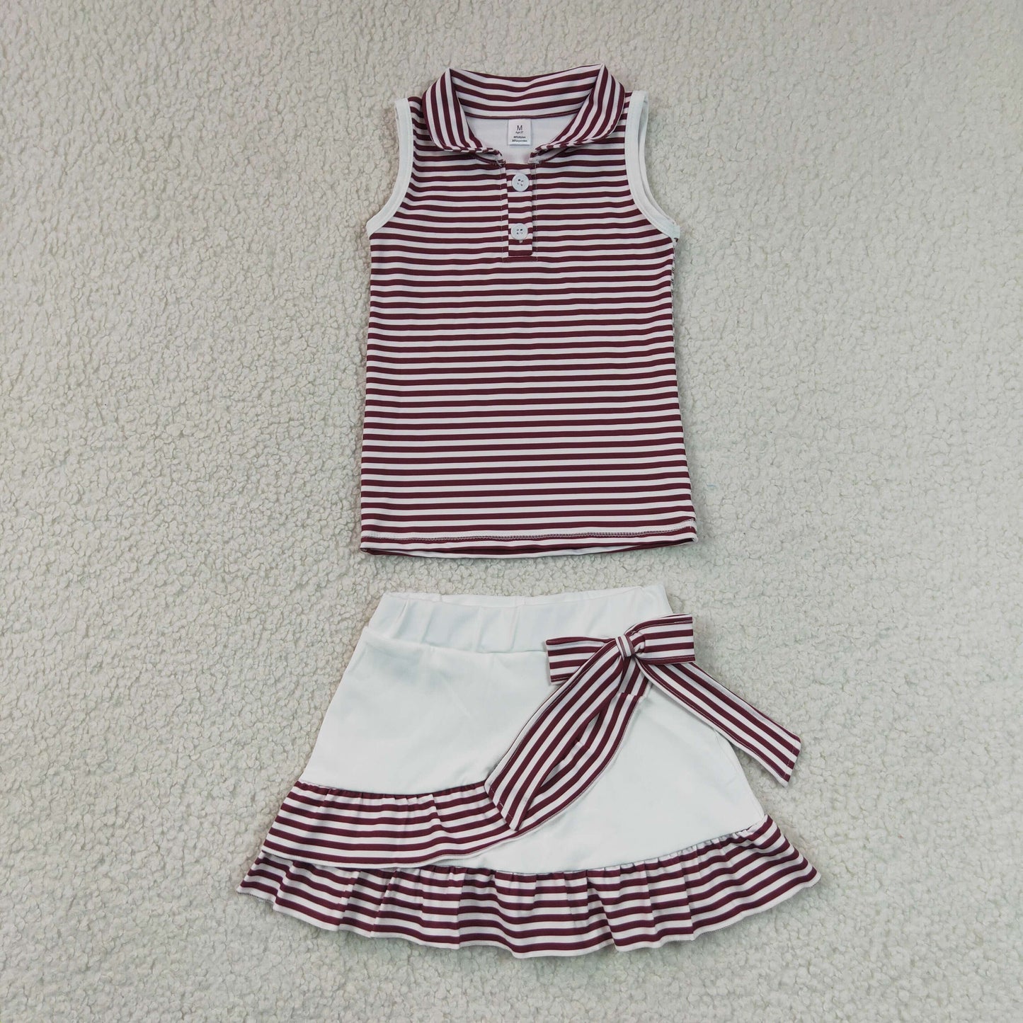 maroon striped polo skort set girls clothing