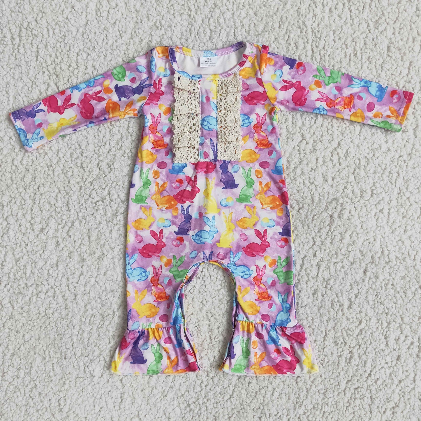 girls art rabbit romper