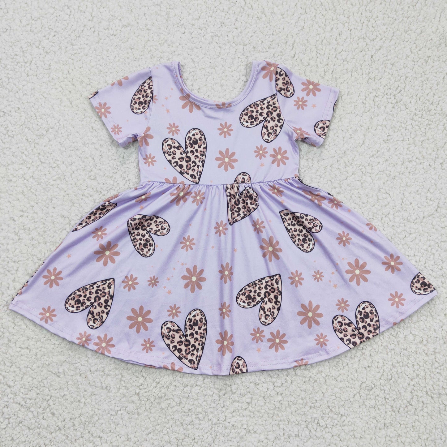 girl valentines purple twirl dress with heart and flower