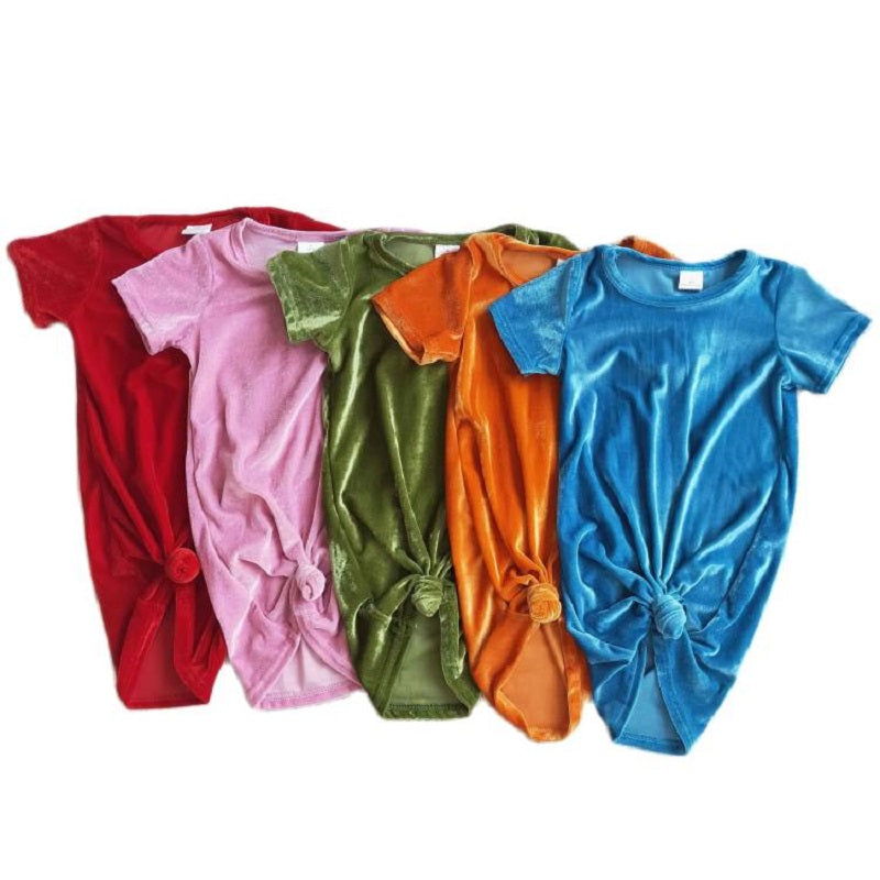 D2-5 GREEN COLOR VELVET DRESS