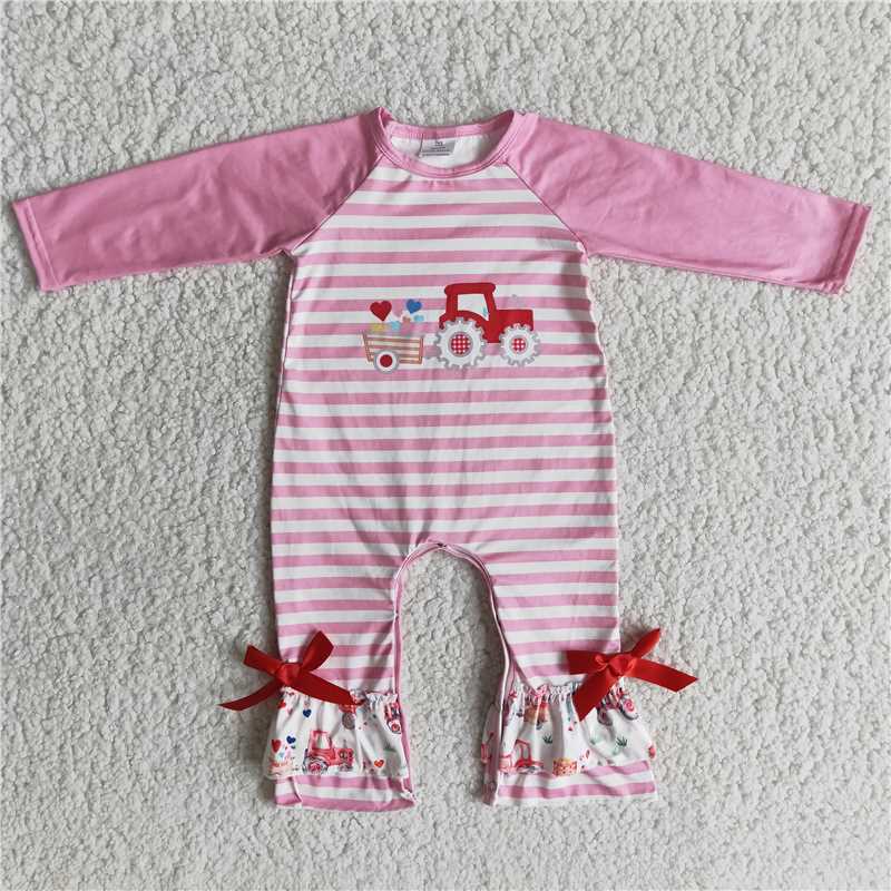 6 B9-18 truck love valentine romper