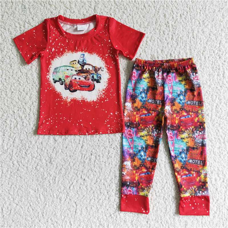 BSPO0011 Boys' Cars Red Short Sleeve Pants Set