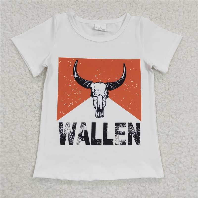 GT0146 WALLEN bull head white short-sleeved top