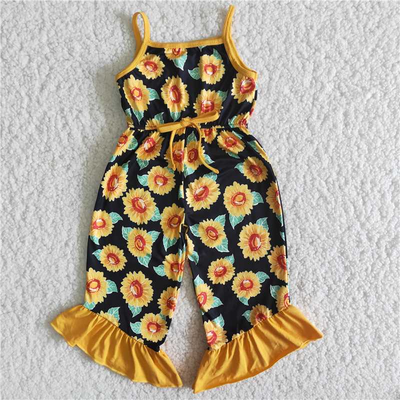 B14-22 New summer Girls Sling Sunflower Bodysuit