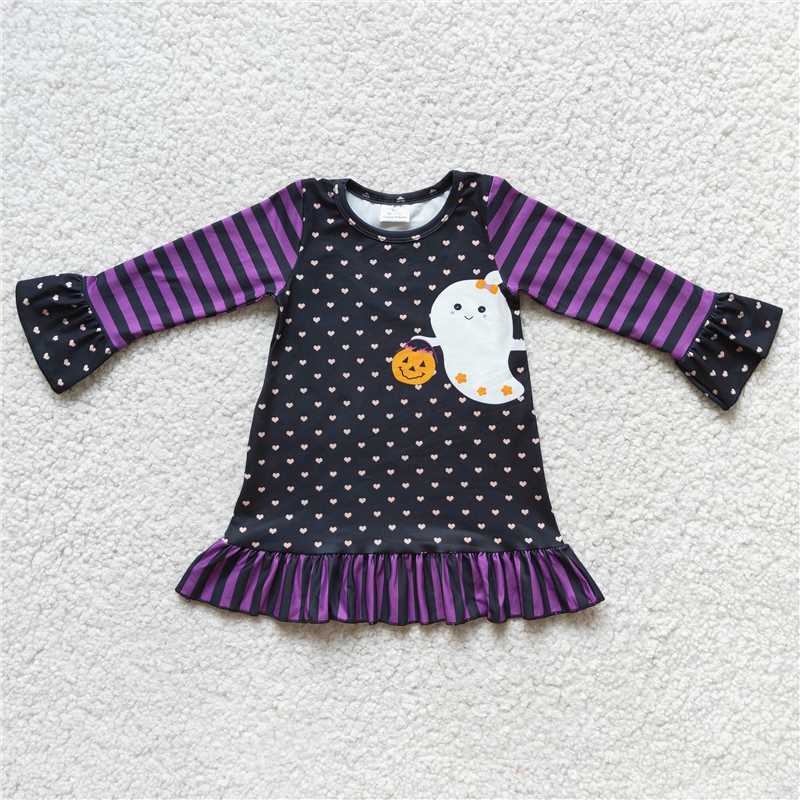 6 C6-22 Purple Lace Pumpkin Long Sleeve Dress D 930