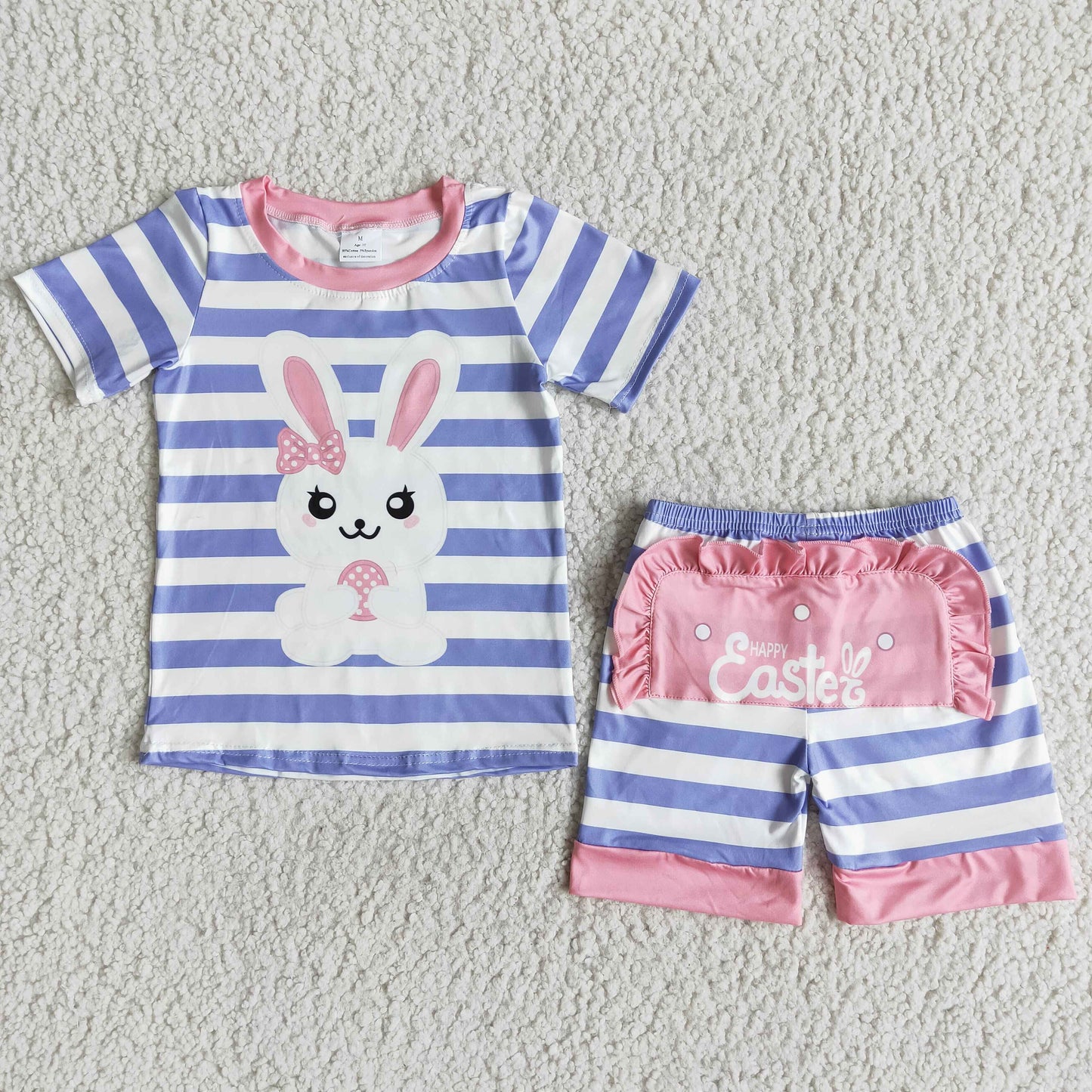 E7-17 Pink Rabbit Blue Stripes Suit