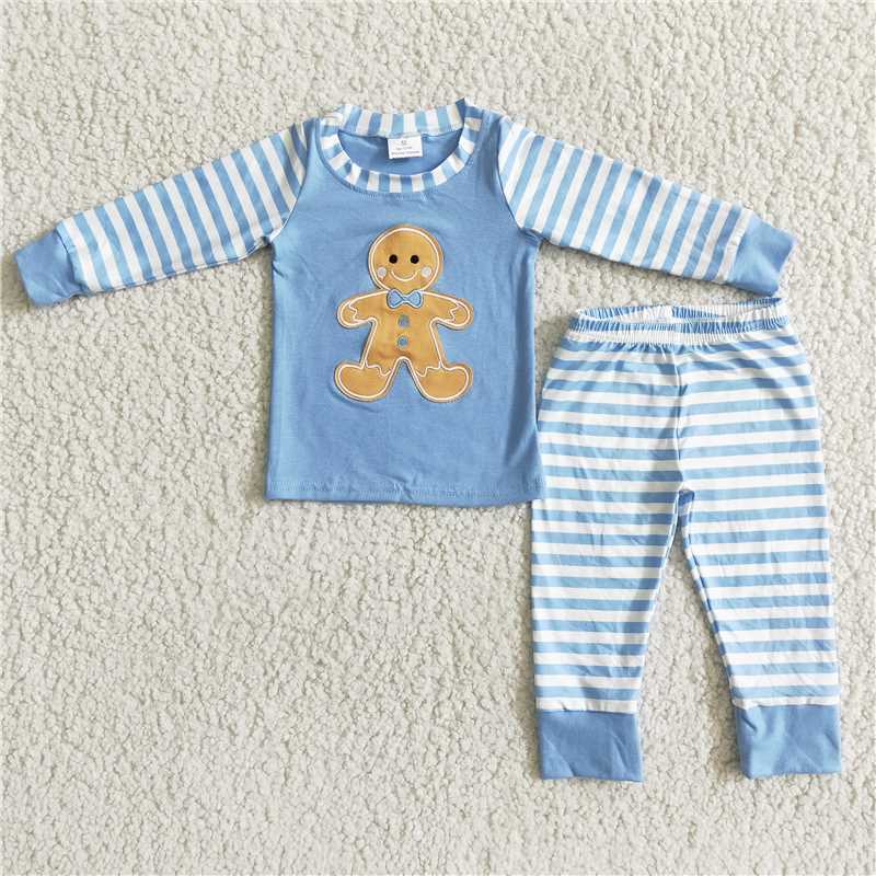 6 B8-23 Boys' Embroidered Striped Pajamas
