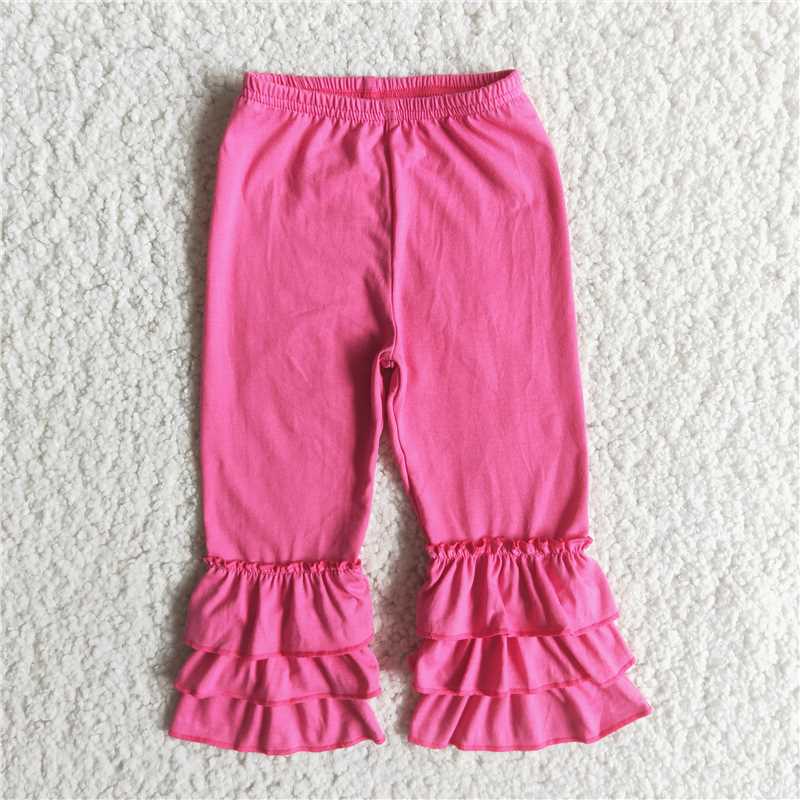 B4-12 Rose Red Three-Layer Ruffle Trousers