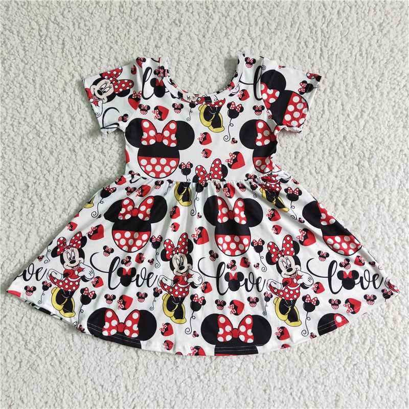 GSD0044 girl white dot short sleeve cartoon skirt