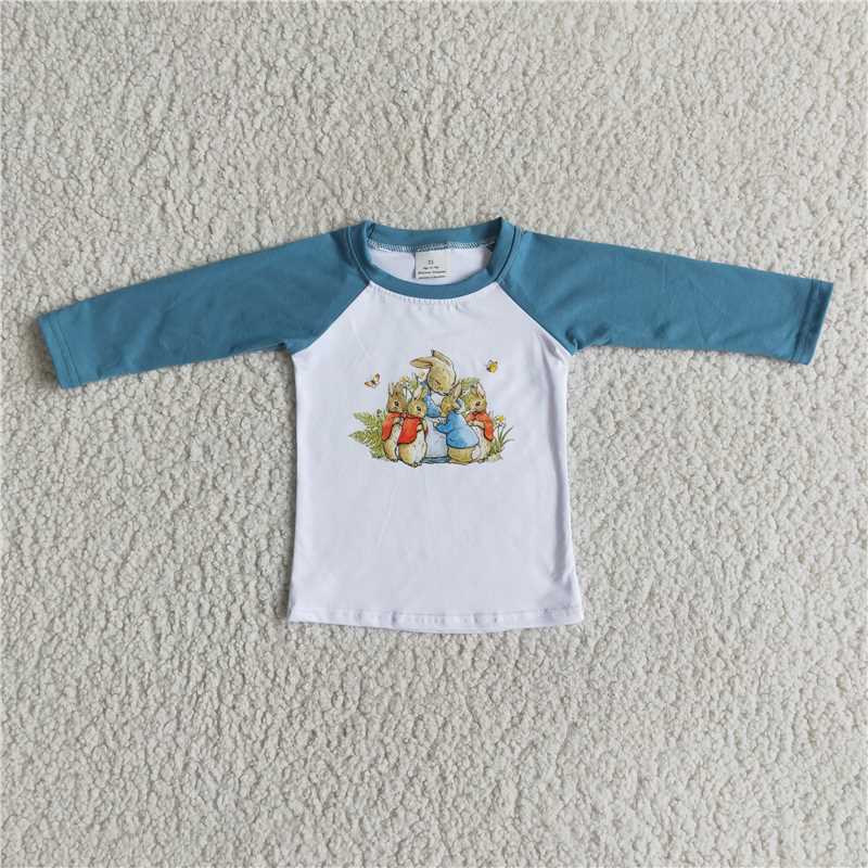 6 B13-33 Easter Blue Long Sleeve Bunny Top