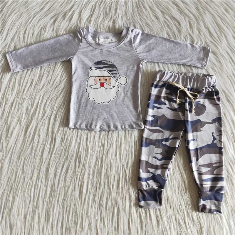 6 B7-37 Santa's Off-White Long Sleeve Camo Trousers Set