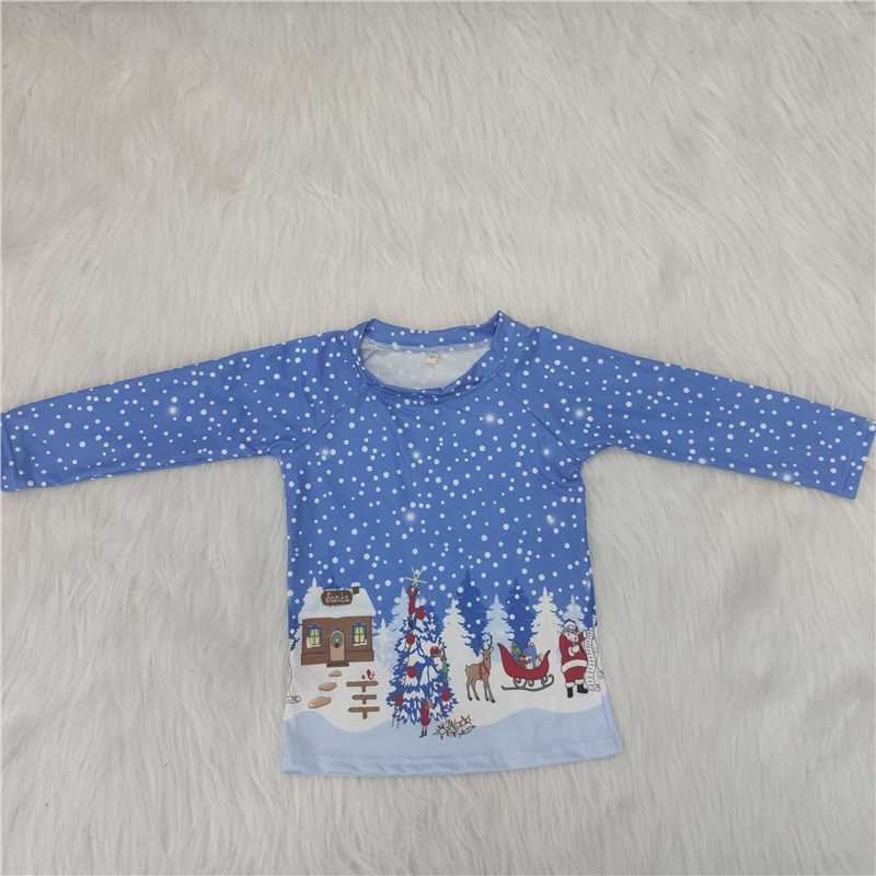 6 A1-16 Boys Blue Christmas Long Sleeve Top D 1021