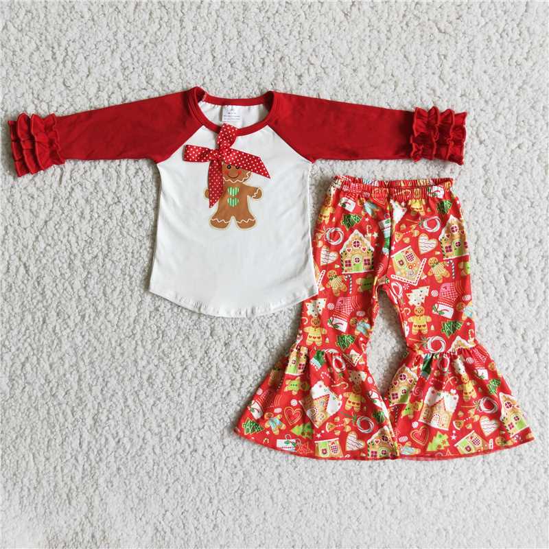 6 B10-37 baby girls cartoon print bow christmas set