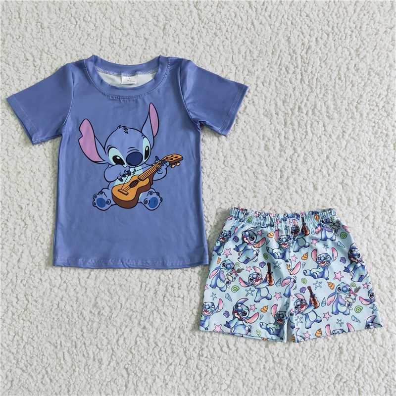 BSSO0027 Boys' Blue Short Sleeve Shorts Suit