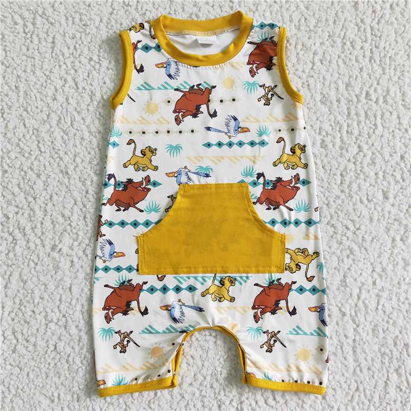 SR0026 Boys Lion King Pocket Sleeveless Bodysuit