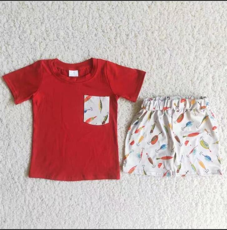 A13-12 Red Ocean Fish Hook Pocket Boy Set