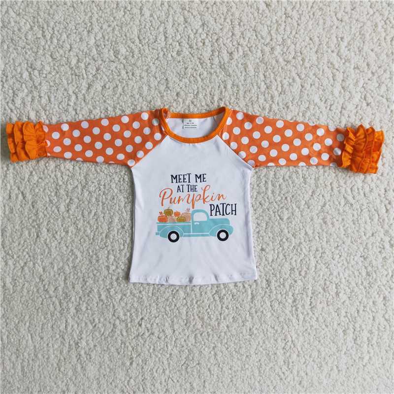 6 B6-31 Orange lace long sleeved pumpkin top