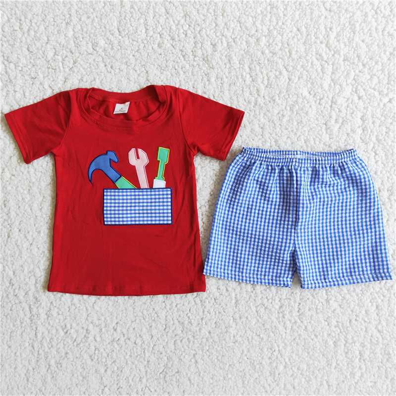 A4-11 embroidered sickle plaid pants
