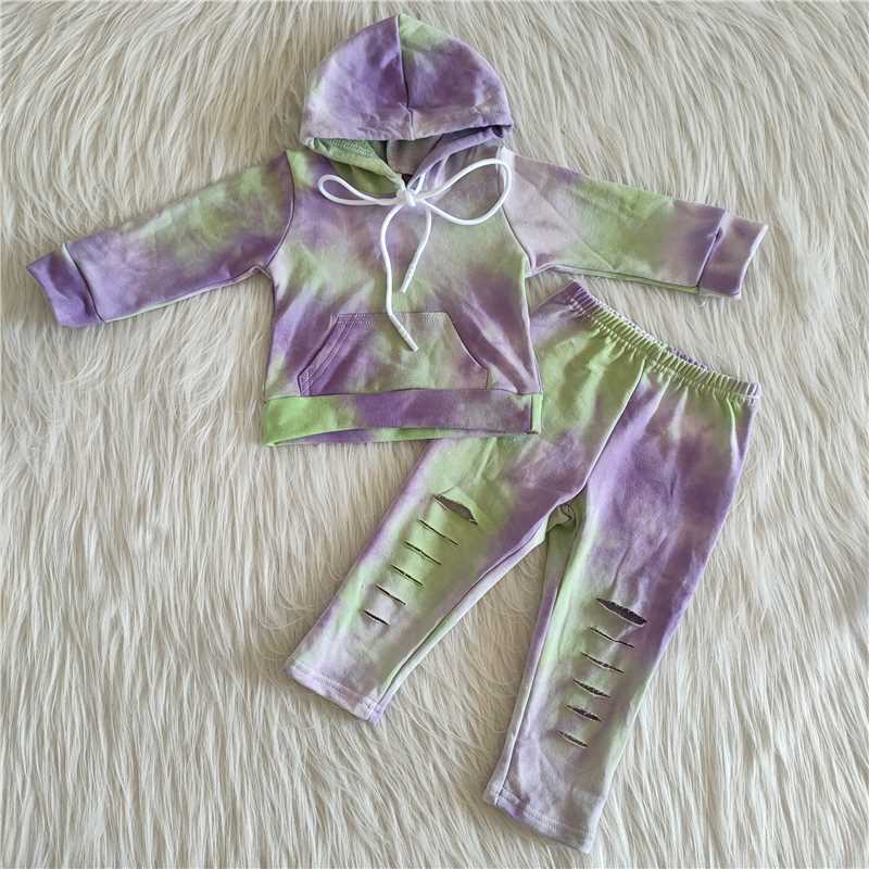 6 B4-16 Purple Green Hoodie Sweater Long Sleeve Suit