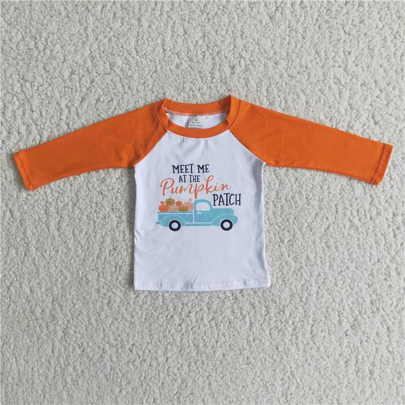6 A11-17 Pumpkin Car Long Sleeve Top