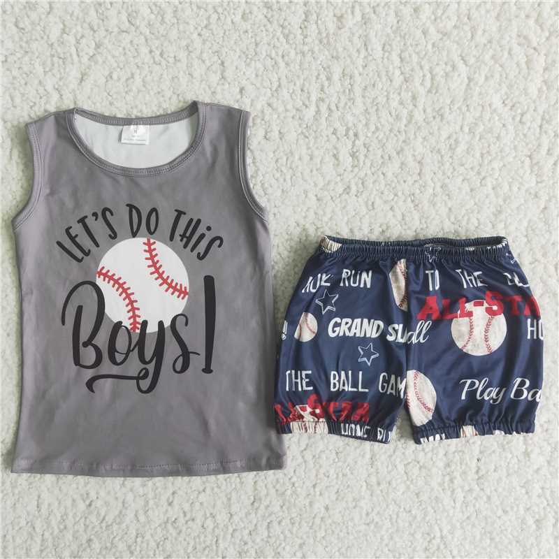 C8-14 Grey Sleeveless Boys Baseball Boys Suit