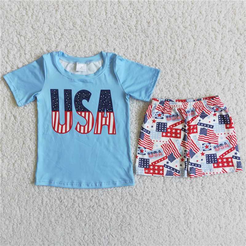 D11-19 4th of July USA flag boy suit